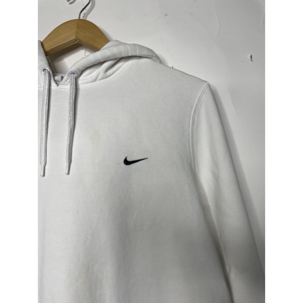 Nike Pullover Hoodie Size Large White‎ Logo Embroidered Drawstring Athletic - Picture 2 of 10